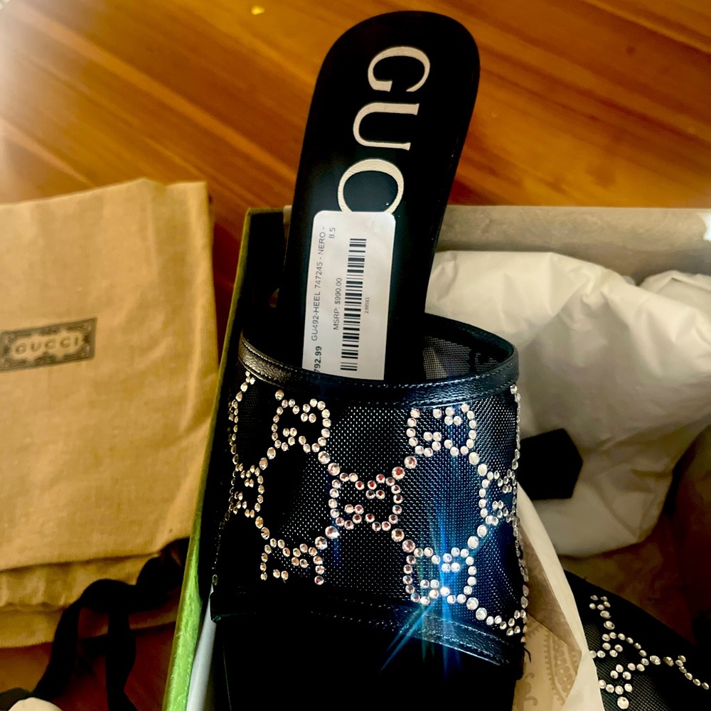 Gucci GG Crystal embellish mesh sandals